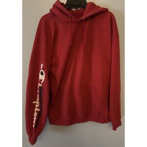 Mens Champion Hoodie Sweatshirt Red Pullover Long Sleeve Size 1XL.